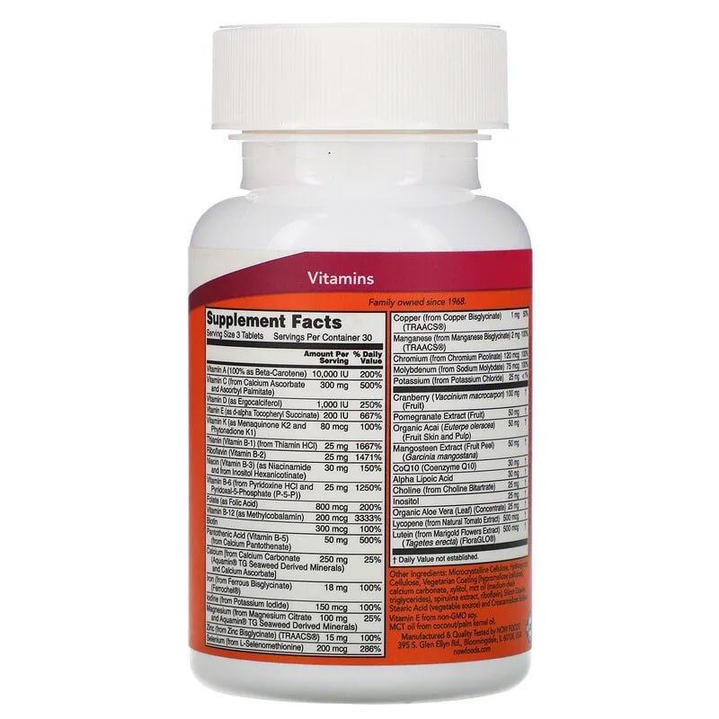 NOW Foods EVE 90 tablets back