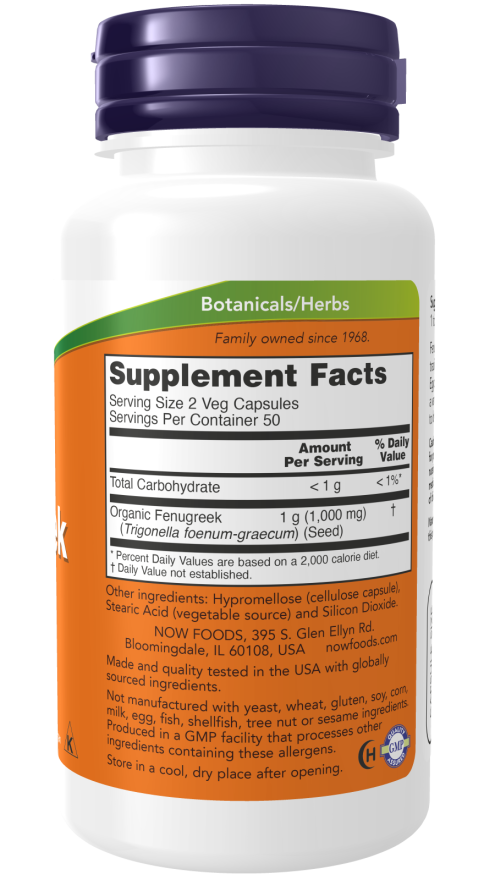 NOW Foods Fenugreek, 500mg - 100 vcaps composition