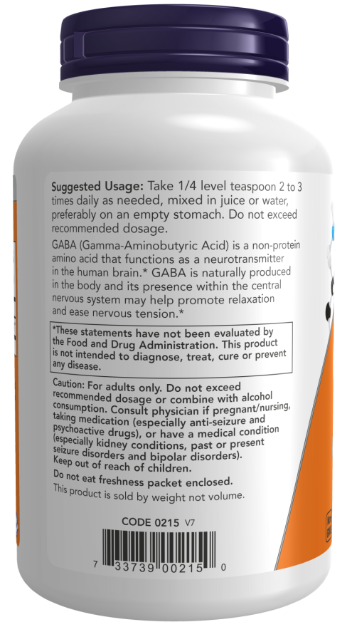 NOW Foods Gaba Pure Powder 170g vartojimas