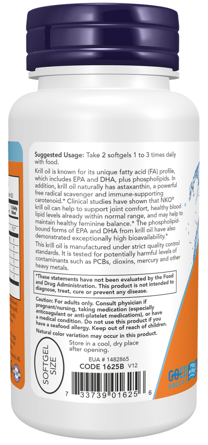NOW Foods Krill Oil 500mg 60 softgels usage