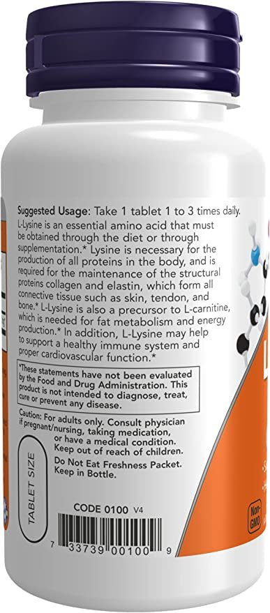 NOW Foods L-Lysine, 500 mg, 100 Tablets vartojimas