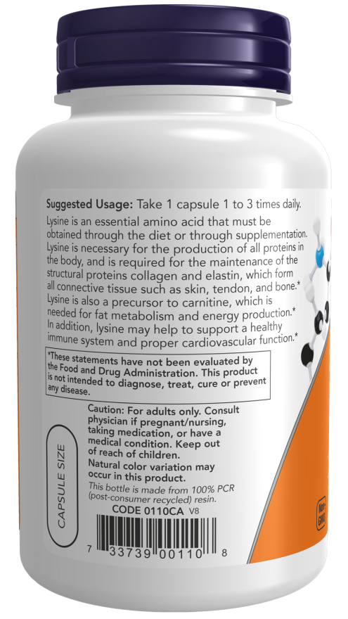 NOW Foods L-Lysine - 500mg - 100 vcaps vartojimas