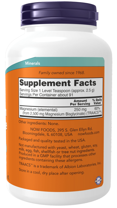 Now foods Magnesium Bisglycinate Powder - 227g composition