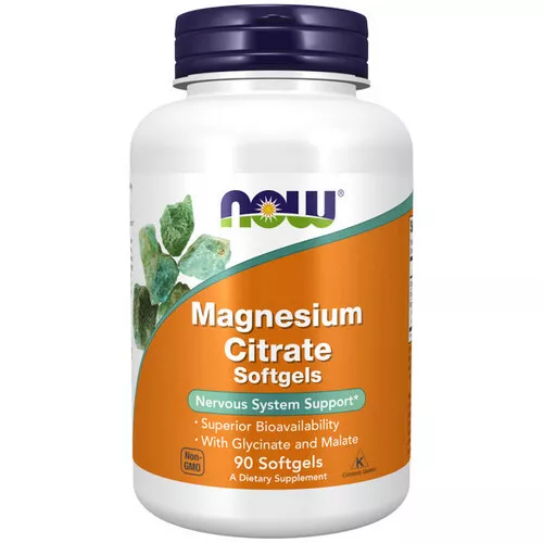 NOW Foods Magnesium Citrate Softgels – 90 minkštųjų kapsulių kaina