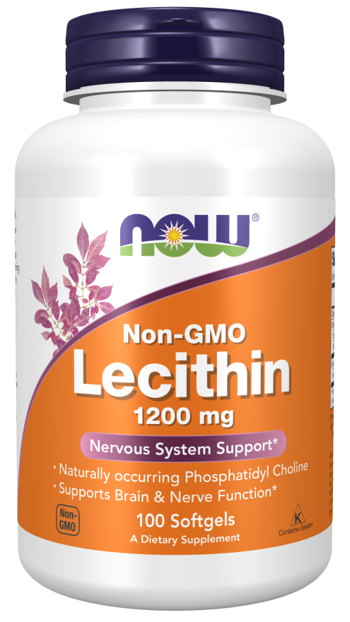 NOW Foods Non-GMO Lecithin 1200 mg 100 Softgels kaina