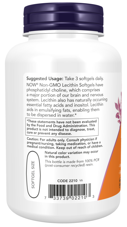 NOW Foods Non-GMO Lecithin 1200 mg 100 Softgels vartojimas