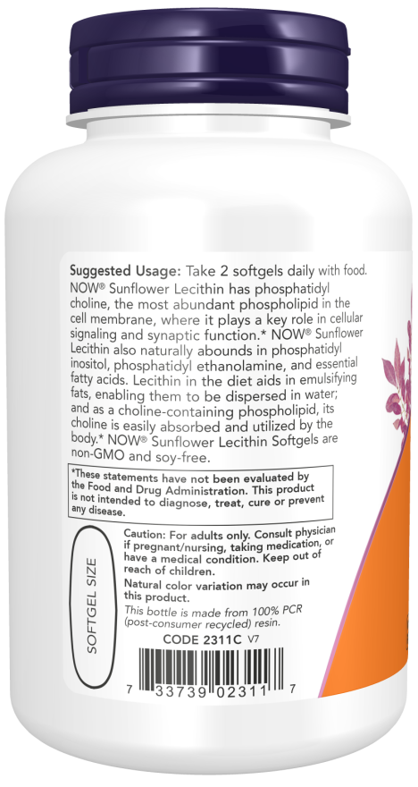 Now Foods Sunflower Lecithin 1200 mg 100 Softgels vartojimas