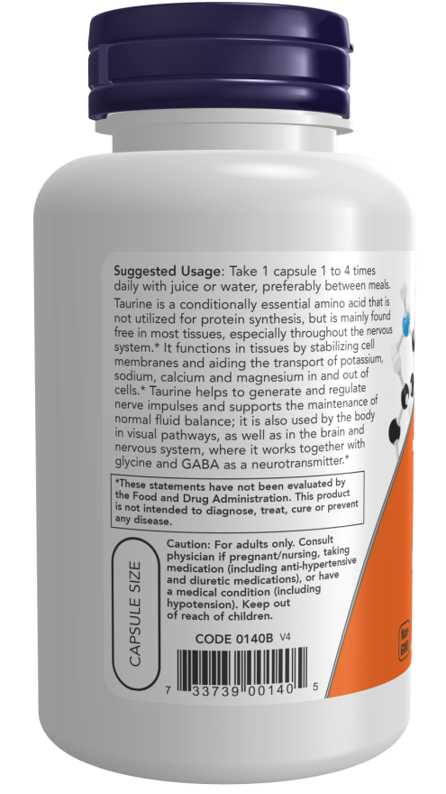 Now Foods Taurine 500 mg Veg Capsules pigu