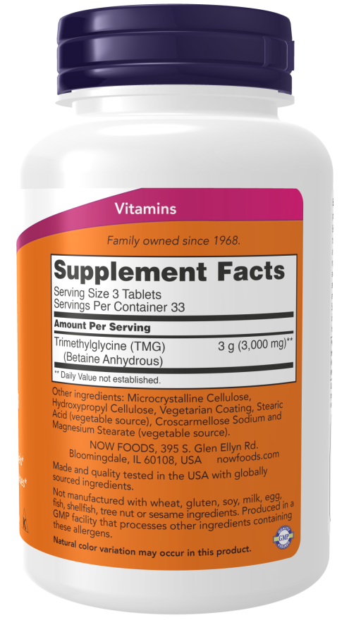 NOW Foods TMG (Trimethylglycine), 1000mg - 100 tabs composition