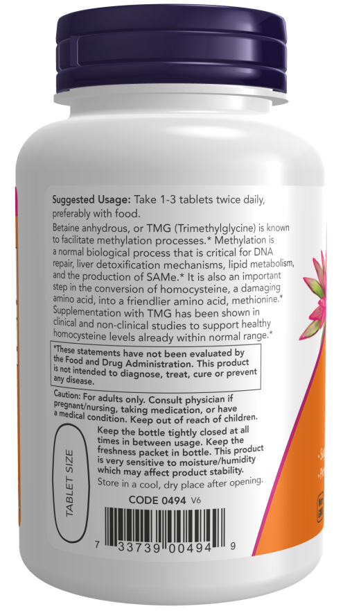 Consumption of NOW Foods TMG (Trimethylglycine), 1000mg - 100 tabs
