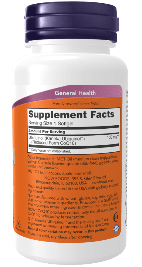 NOW Foods Ubiquinol, 100mg - 60 softgels