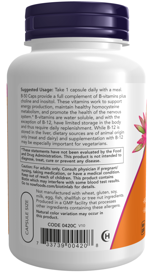 Now Foods Vitamin B-50 mg 100 Veg Capsules akcija