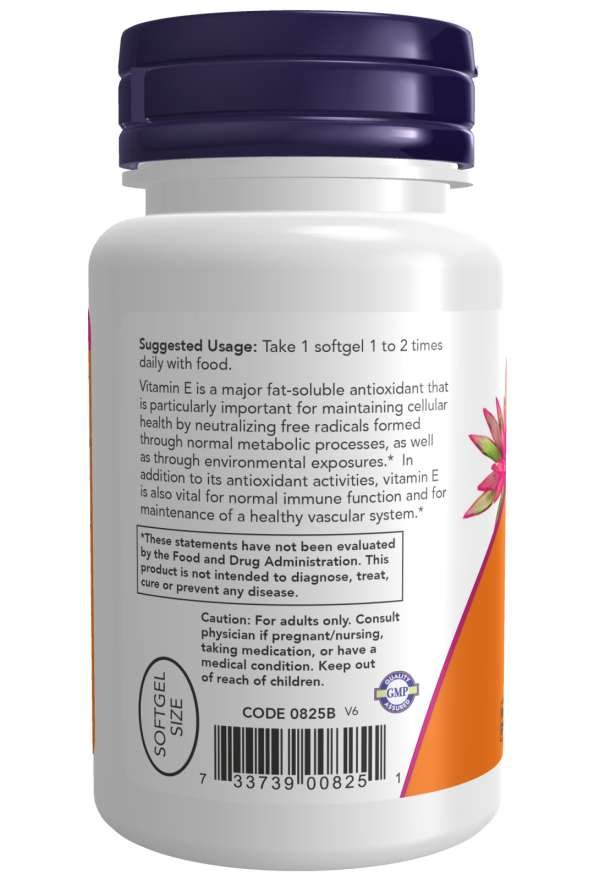 Composition of Now Foods Vitamin E-200 d-alpha Tocopheryl 100 softgels