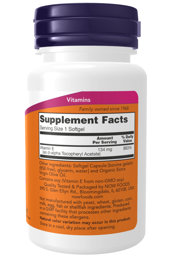 Using Now Foods Vitamin E-200 d-alpha Tocopheryl 100 softgels
