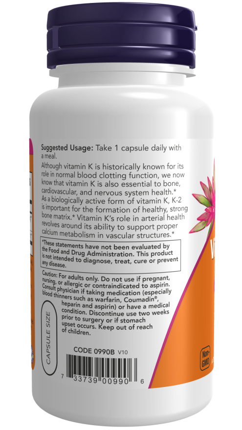 NOW Foods Vitamin K-2 100mcg 100capsules usage
