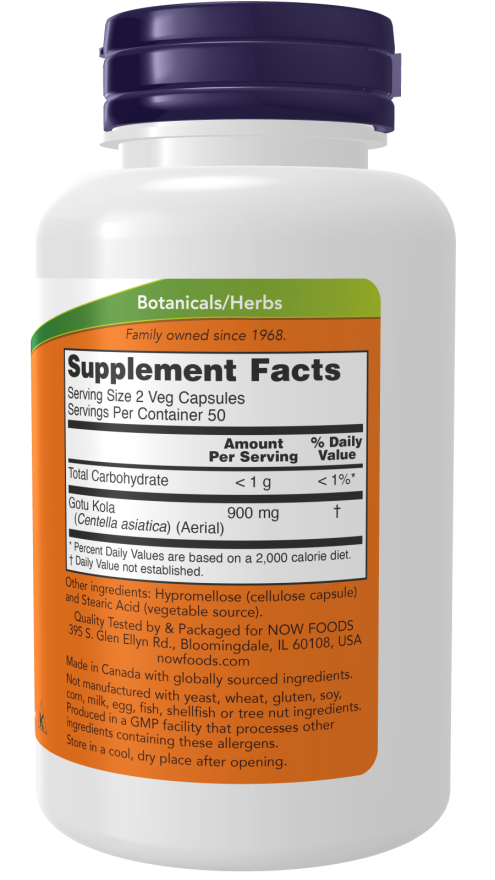 NOW Gotu Kola – 450mg – 100 veg caps sudetis