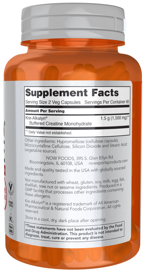 NOW Sports Kre-Alkalyn Creatine 750mg 120 veg caps sudetis