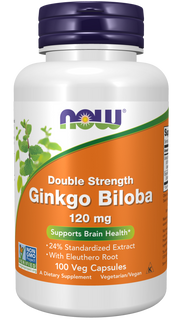 NowFoods Ginkgo Biloba Double Strength 120 mg 100 Veg Capsules kaina