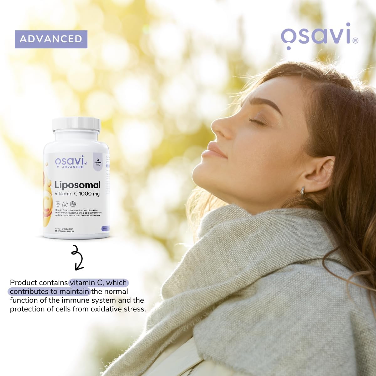Osavi Liposomal Vitamin C – 1000 mg, 120 Vegan Capsules