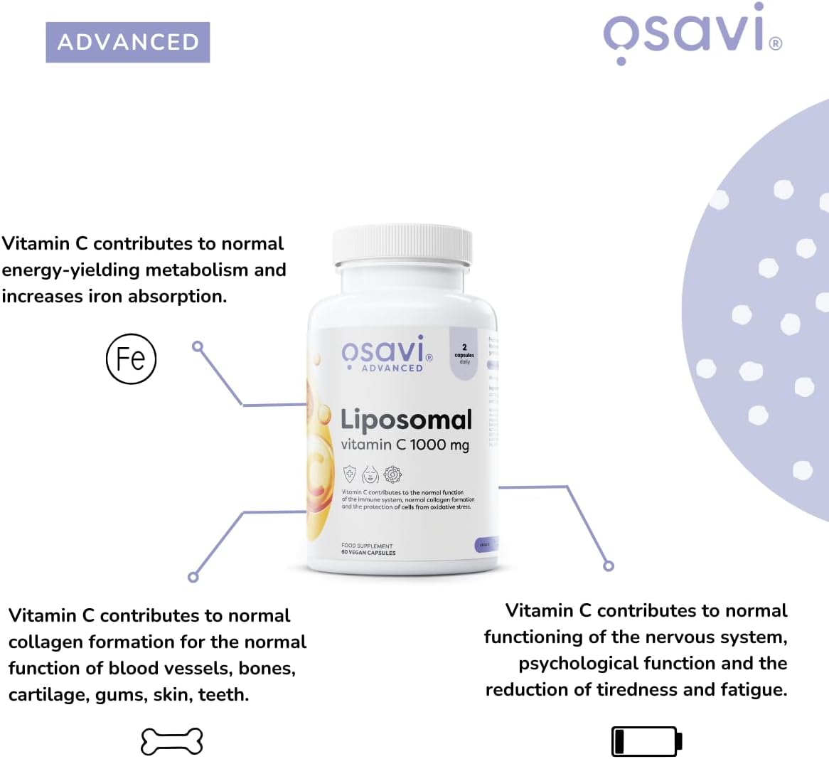 Osavi liposomalna witamina C – 1000 mg, 120 wegańskich kapsułek