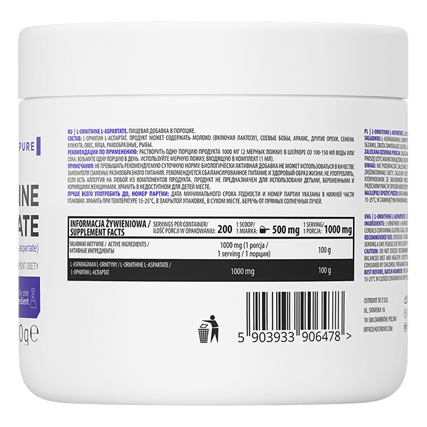 Composition of OstroVit L-Ornithine L-Aspartate 200 g