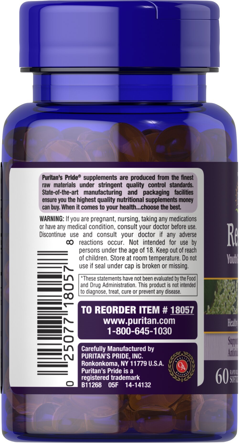 Use of Puritan's Pride Resveratrol 100 mg 60 rapid release softgels