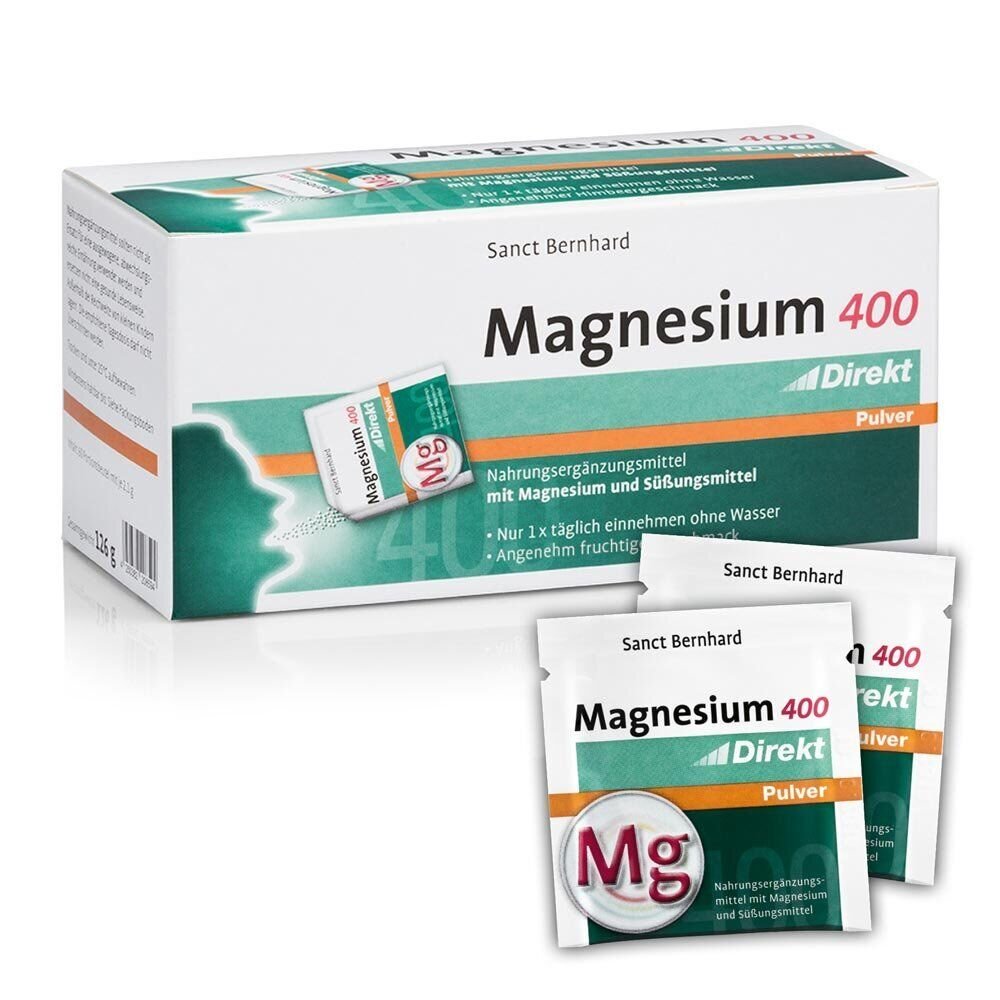 SANCT BERNHARD Magnesium 400 Direkt (60 x 2,1g) sachets kaina pigu