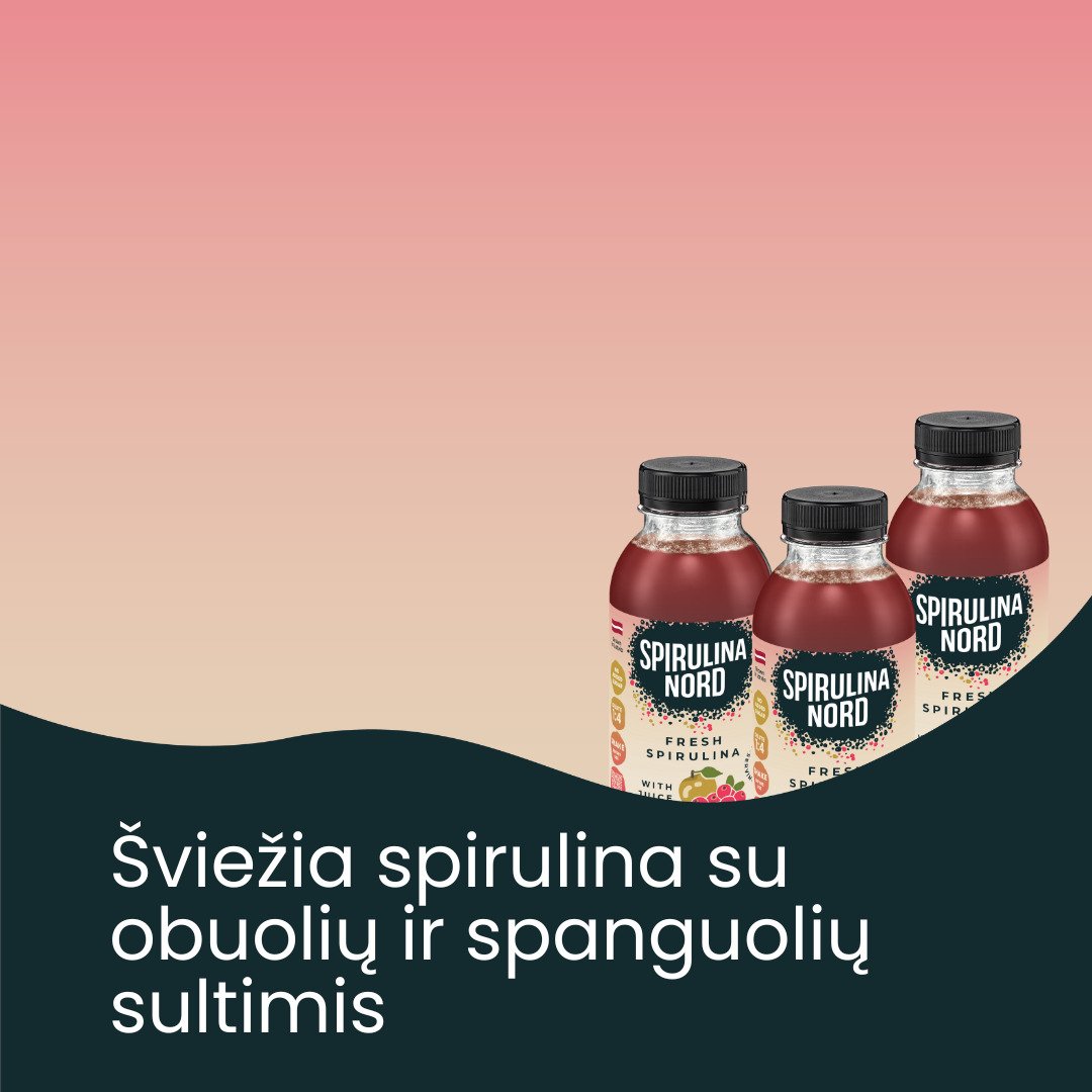 Spirulina Nord – Šviežia spirulina su sultimis (be pridėtinio cukraus) 330ml baneris