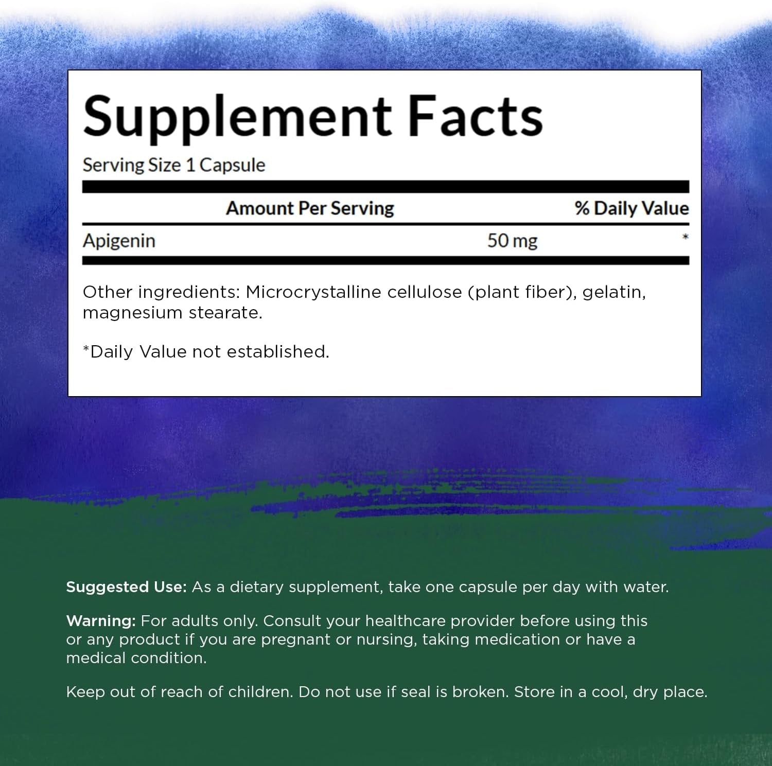 Swanson Apigenin 50mg - 90 caps composition