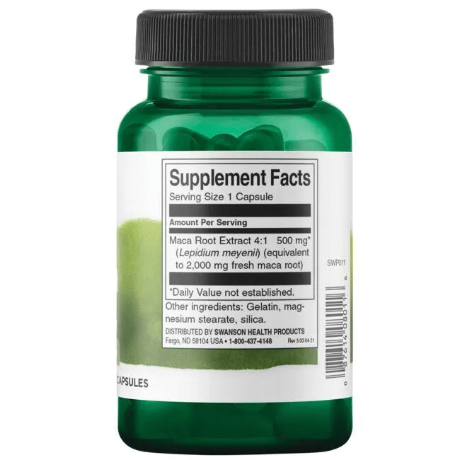 Swanson MACA Sexual Health 500 mg 60 caps sudetis kaina