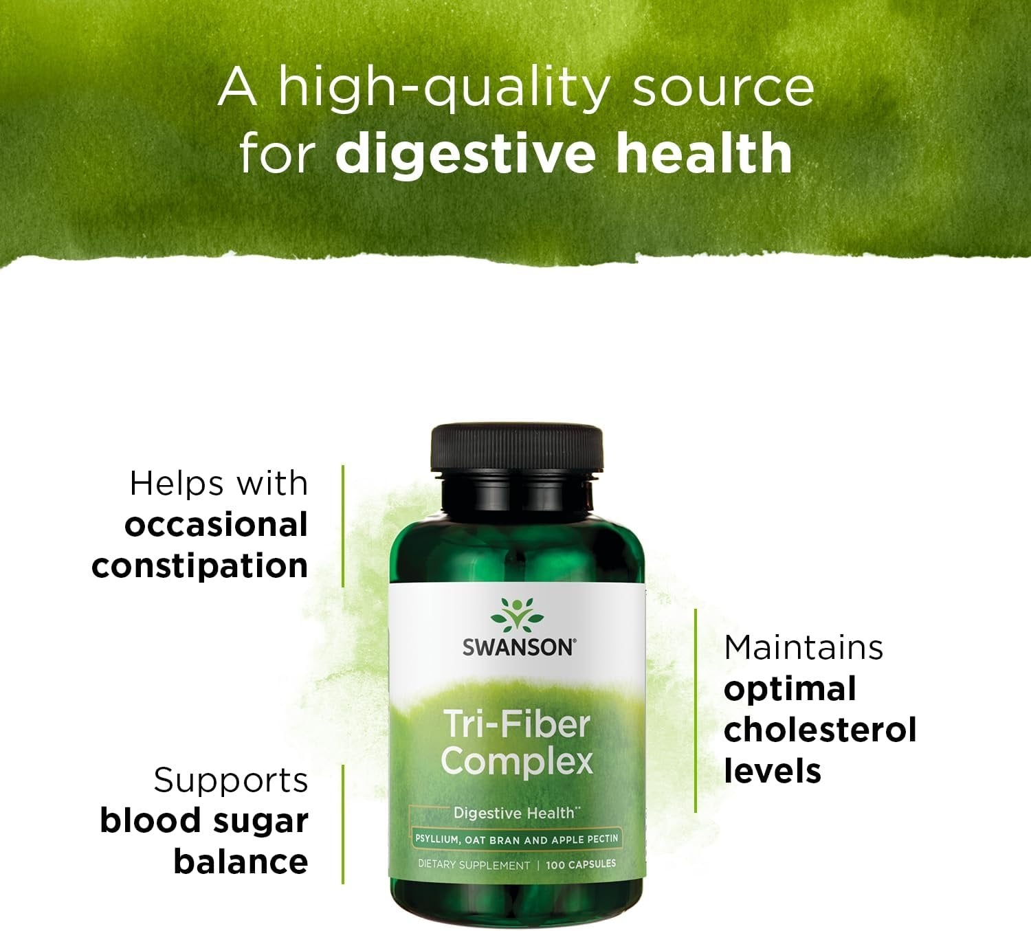 Benefits of Swanson Tri-Fiber Complex Digestive Health 100 Caps