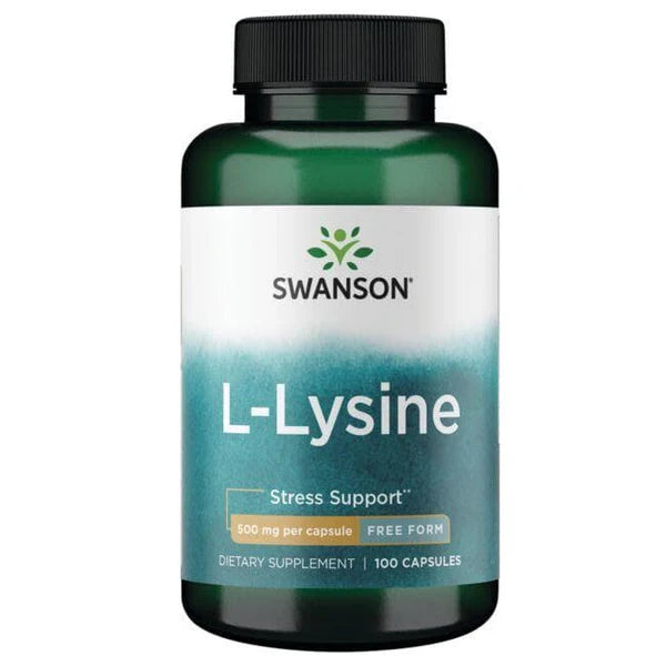 Swanson L-Lizyna L-Lysine Stress Support 500 mg w wolnej formie – 100 kapsułek