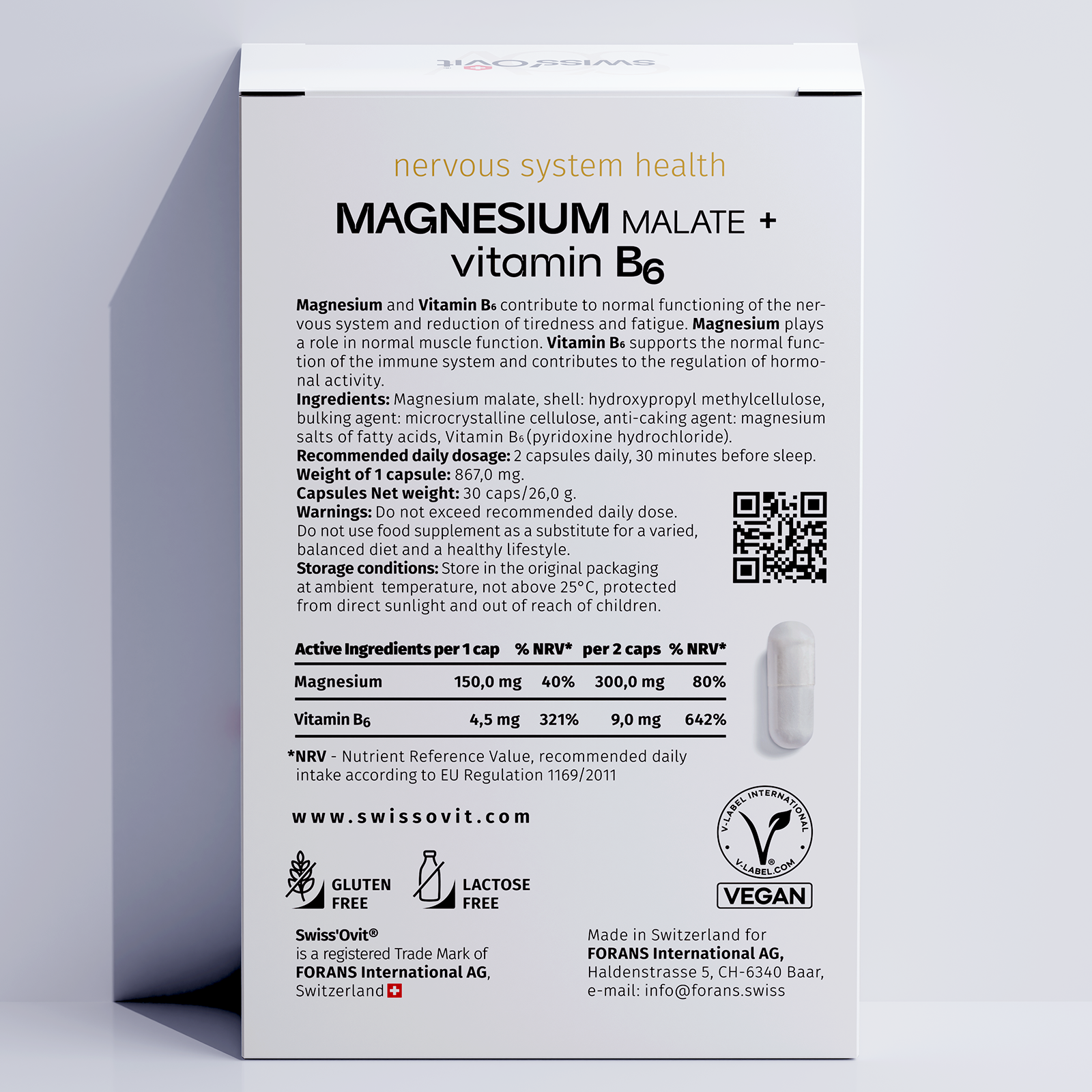 Swiss'Ovit® Magnesium Malate + Vitamin B6 30 caps sudetis