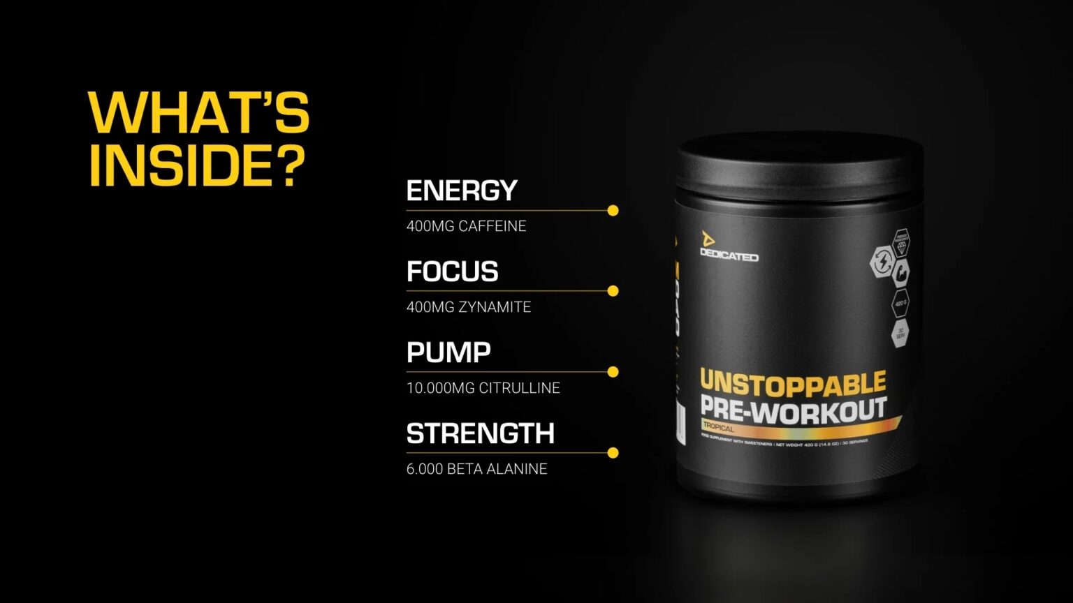 Dedicated UNSTOPPABLE™ przedtreningówka – 420 g