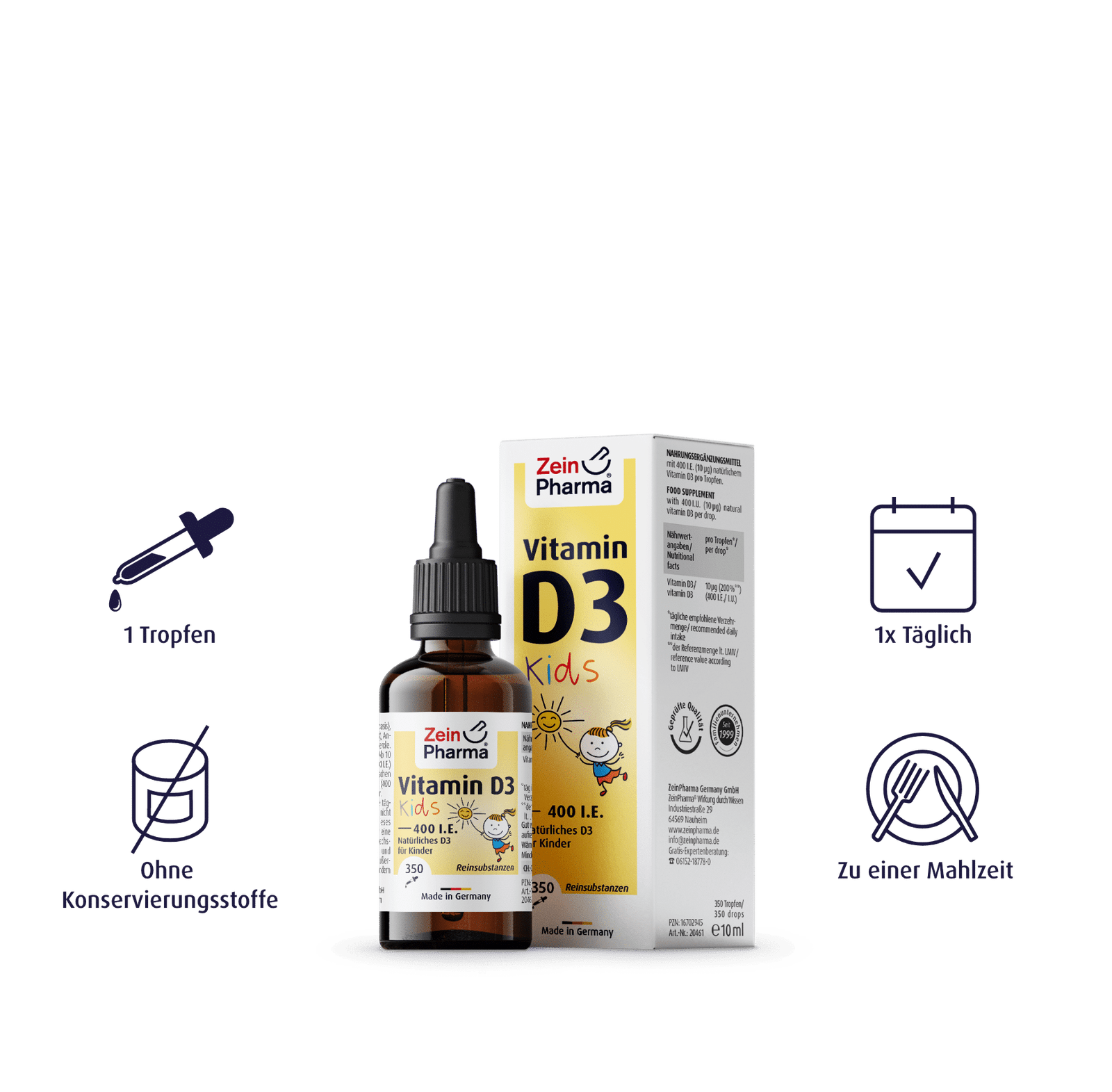 Zein Pharma Vitamin D3 Drops For Kids, 400IU - 10 ml. description